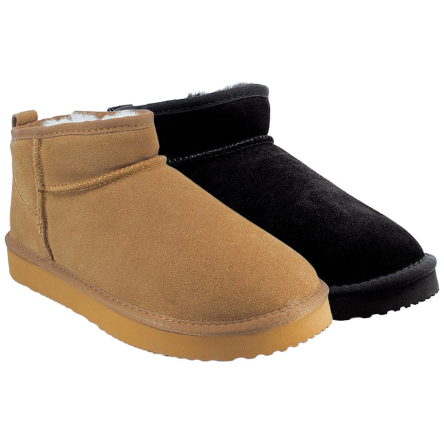 UGG Roughland® Water-Resistant Leather Suede Sheepskin Wool Ultra Mini Boots