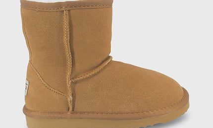 UGG Roughland® Water-Resistant Leather Suede Sheepskin Wool Kids Classic Short Boots