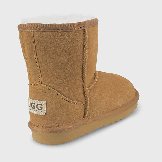UGG Roughland® Water-Resistant Leather Suede Sheepskin Wool Kids Classic Short Boots