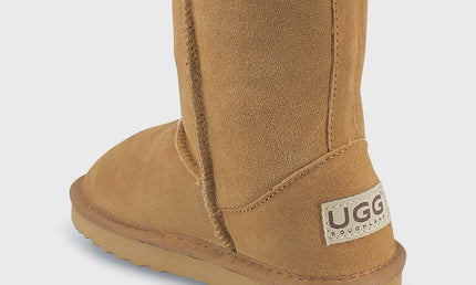 UGG Roughland® Water-Resistant Leather Suede Sheepskin Wool Kids Classic Short Boots