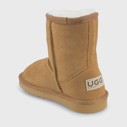 UGG Roughland® Water-Resistant Leather Suede Sheepskin Wool Kids Classic Short Boots