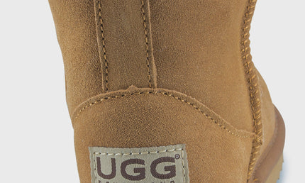 UGG Roughland® Water-Resistant Leather Suede Sheepskin Wool Kids Classic Short Boots