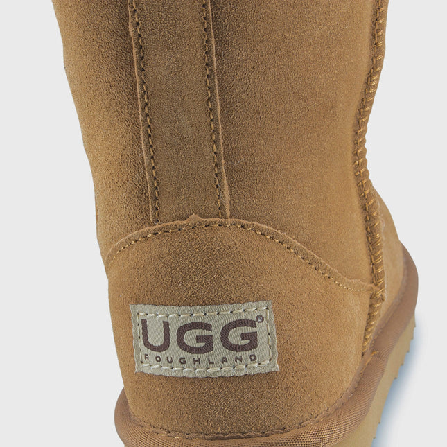 UGG Roughland® Water-Resistant Leather Suede Sheepskin Wool Kids Classic Short Boots