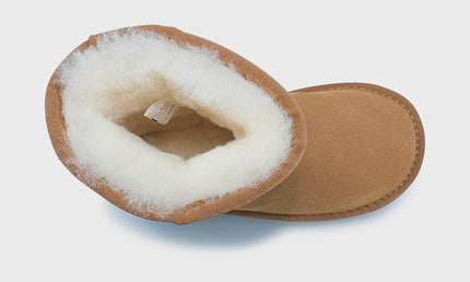 UGG Roughland® Water-Resistant Leather Suede Sheepskin Wool Kids Classic Short Boots