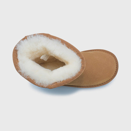 UGG Roughland® Water-Resistant Leather Suede Sheepskin Wool Kids Classic Short Boots