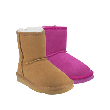 UGG Roughland® Water-Resistant Leather Suede Sheepskin Wool Kids Classic Short Boots