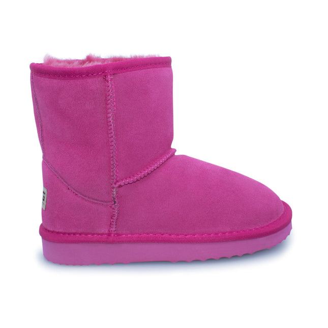 UGG Roughland® Water-Resistant Leather Suede Sheepskin Wool Kids Classic Short Boots