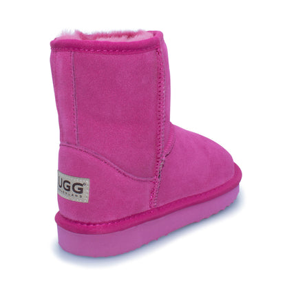UGG Roughland® Water-Resistant Leather Suede Sheepskin Wool Kids Classic Short Boots