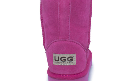 UGG Roughland® Water-Resistant Leather Suede Sheepskin Wool Kids Classic Short Boots