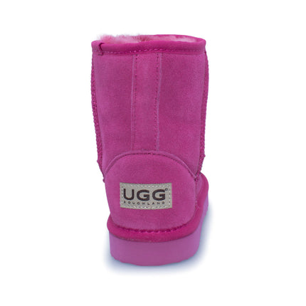 UGG Roughland® Water-Resistant Leather Suede Sheepskin Wool Kids Classic Short Boots