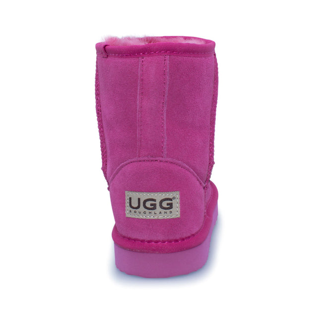 UGG Roughland® Water-Resistant Leather Suede Sheepskin Wool Kids Classic Short Boots