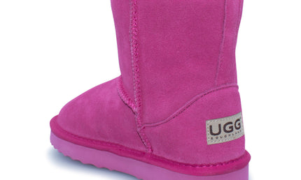 UGG Roughland® Water-Resistant Leather Suede Sheepskin Wool Kids Classic Short Boots