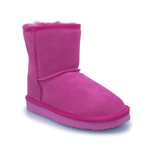 UGG Roughland® Water-Resistant Leather Suede Sheepskin Wool Kids Classic Short Boots