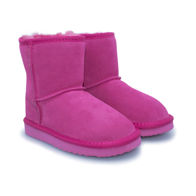 UGG Roughland® Water-Resistant Leather Suede Sheepskin Wool Kids Classic Short Boots