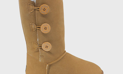 UGG Roughland® Water-Resistant Leather Suede Sheepskin Wool Tall Three Button Boots