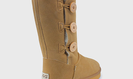 UGG Roughland® Water-Resistant Leather Suede Sheepskin Wool Tall Three Button Boots