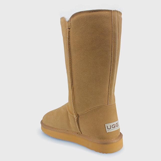 UGG Roughland® Water-Resistant Leather Suede Sheepskin Wool Tall Three Button Boots