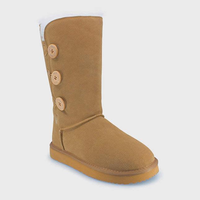 UGG Roughland® Water-Resistant Leather Suede Sheepskin Wool Tall Three Button Boots