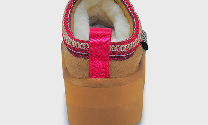 UGG Roughland® Water-Resistant Leather Suede Sheepskin Wool Tassie Moccasin Platform Slippers