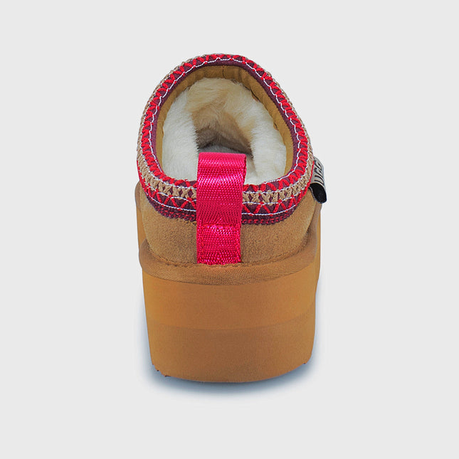 UGG Roughland® Water-Resistant Leather Suede Sheepskin Wool Tassie Moccasin Platform Slippers