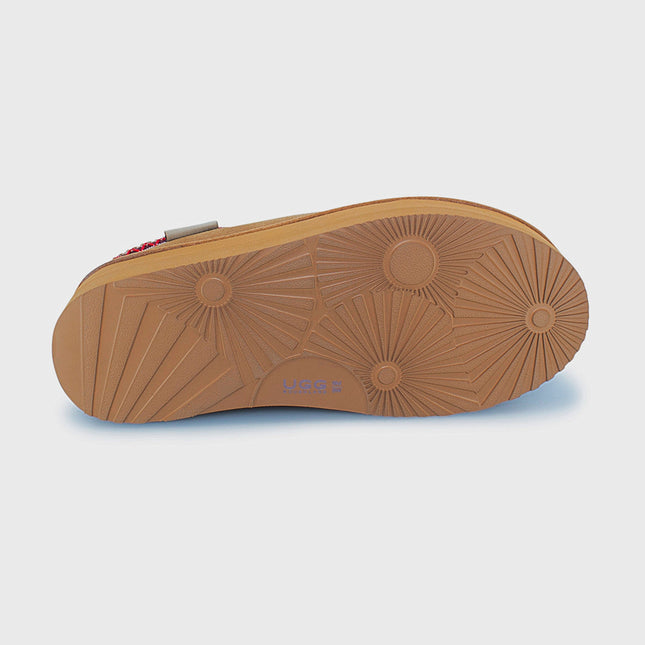 UGG Roughland® Water-Resistant Leather Suede Sheepskin Wool Tassie Moccasin Platform Slippers