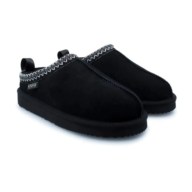 UGG Roughland® Tassie Leather Suede Wool Moccasin Slippers