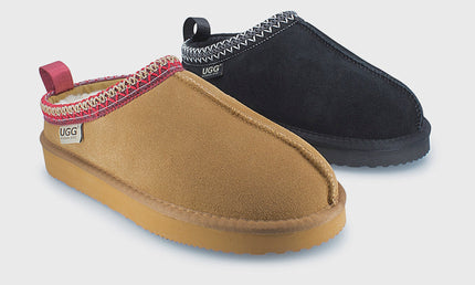 UGG Roughland® Water-Resistant Leather Suede Sheepskin Wool Tassie Moccasin Slippers
