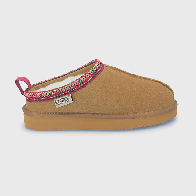 UGG Roughland® Water-Resistant Leather Suede Sheepskin Wool Tassie Moccasin Slippers