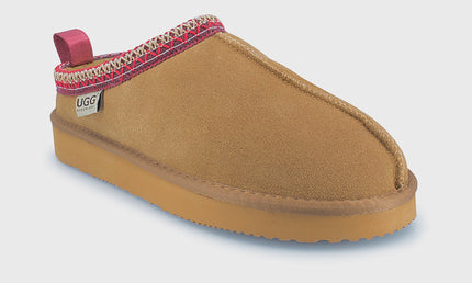 UGG Roughland® Water-Resistant Leather Suede Sheepskin Wool Tassie Moccasin Slippers