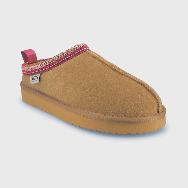 UGG Roughland® Water-Resistant Leather Suede Sheepskin Wool Tassie Moccasin Slippers