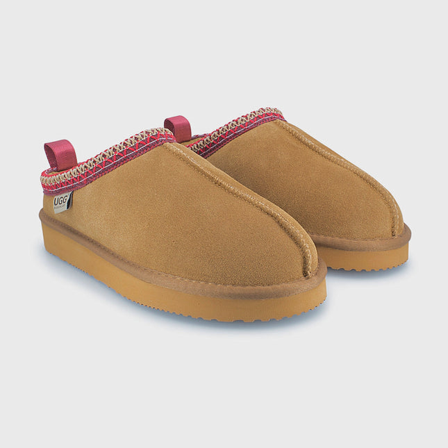 UGG Roughland® Water-Resistant Leather Suede Sheepskin Wool Tassie Moccasin Slippers