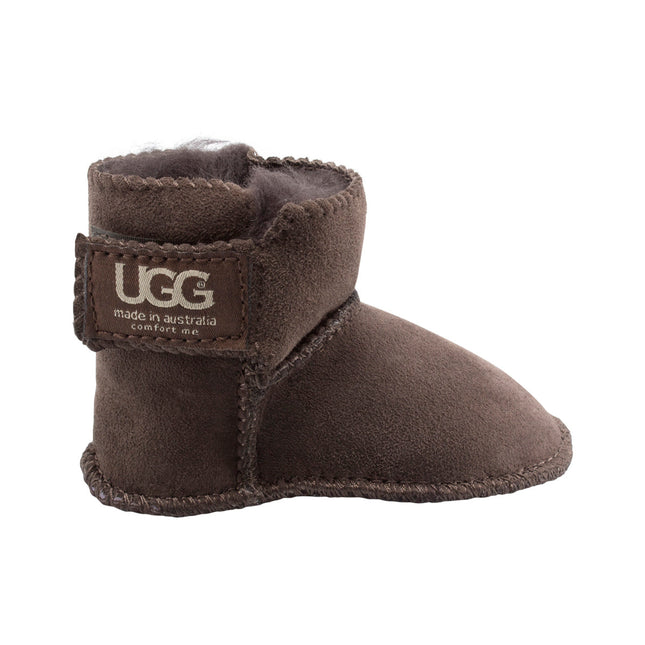 Comfort me UGG Australian Made Baby Gripper Booties are Made with Australian Sheepskin for Babies, Chocolate Colour 1