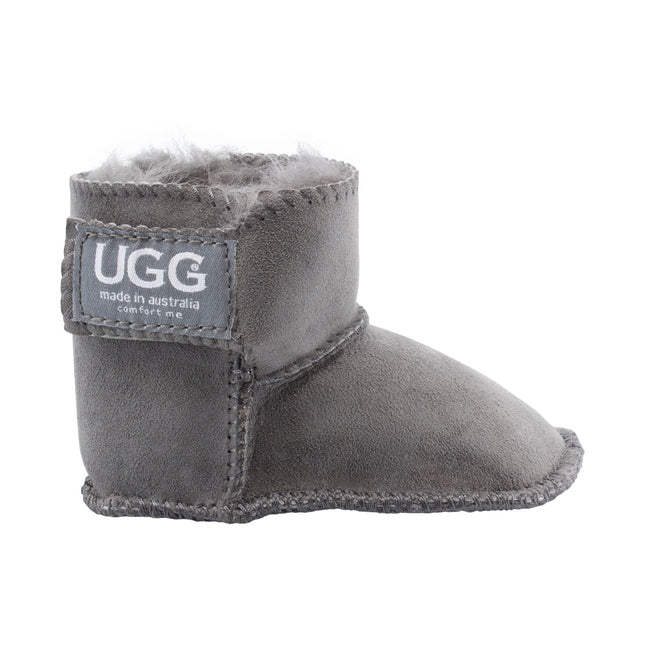 Comfort me UGG Australian Made Baby Gripper Booties are Made with Australian Sheepskin for Babies, Grey Colour 1