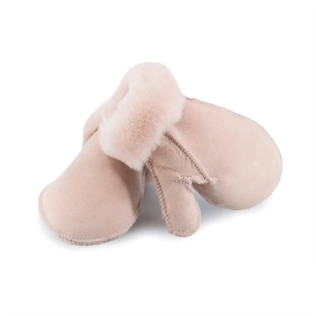 Kids Australian Sheepskin Mitten Gloves Light Pink