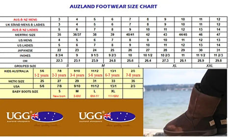 Auzland Kids and Babies Sizing Chart