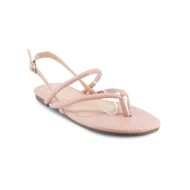 Skin Flat Snakeskin Pu Thong Sandal Pink / Au Women 6 Eu 37 Uk 4 Shoes