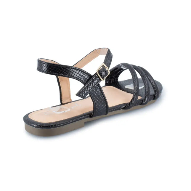 Sleek Flat Snakeskin Pu Strappy Sandal Shoes