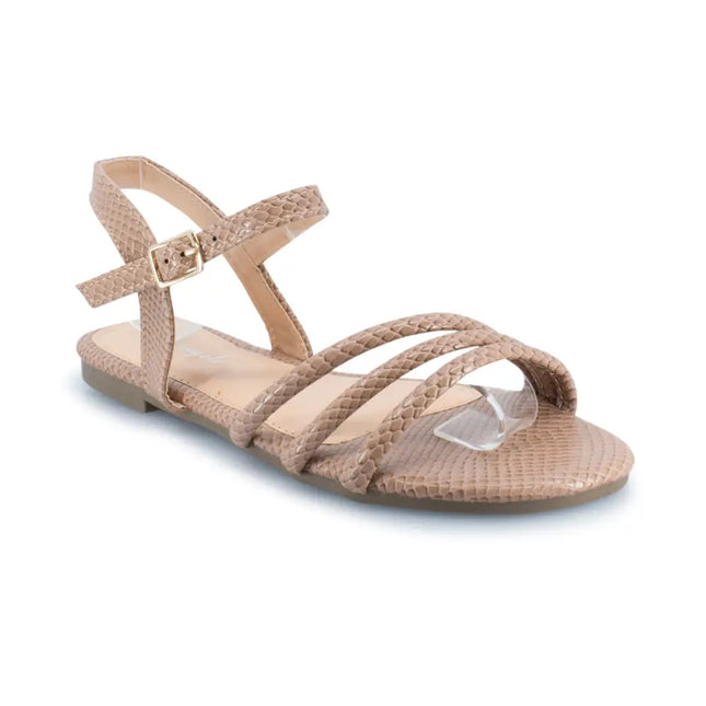 Sleek Flat Snakeskin Pu Strappy Sandal Shoes