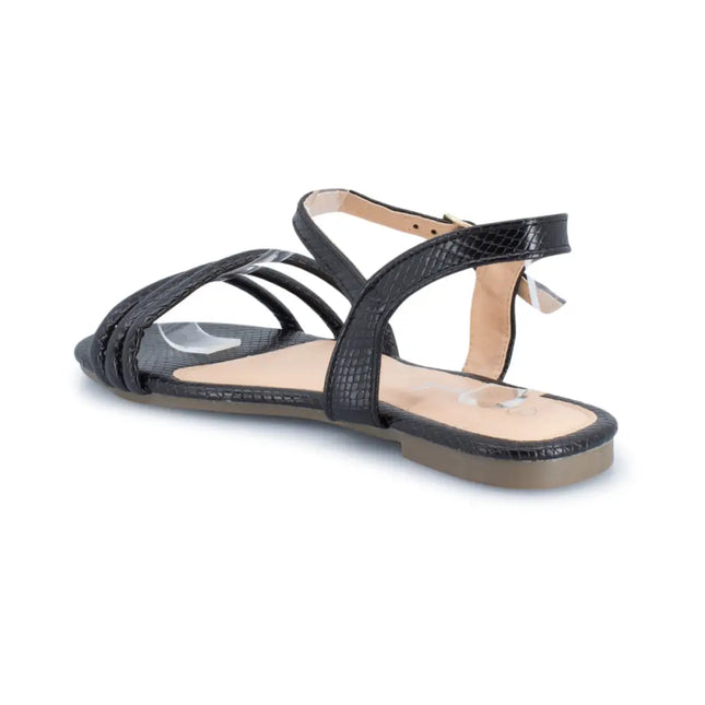 Sleek Flat Snakeskin Pu Strappy Sandal Shoes