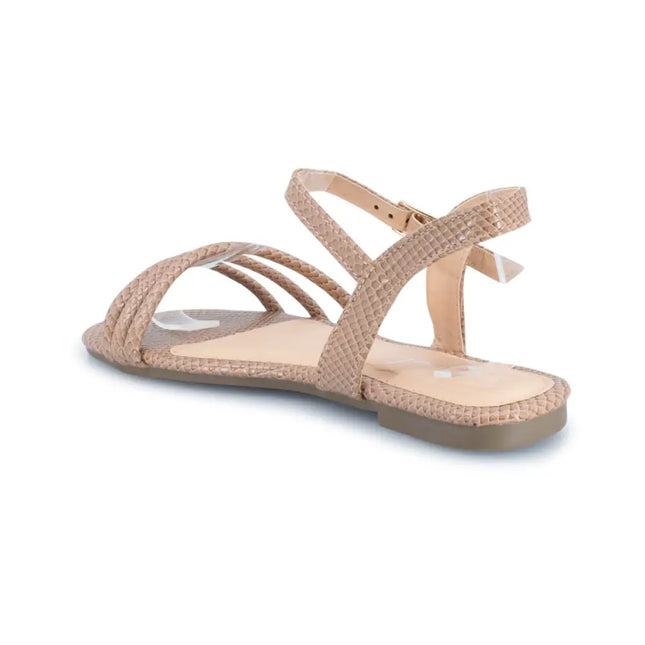 Sleek Flat Snakeskin Pu Strappy Sandal Shoes