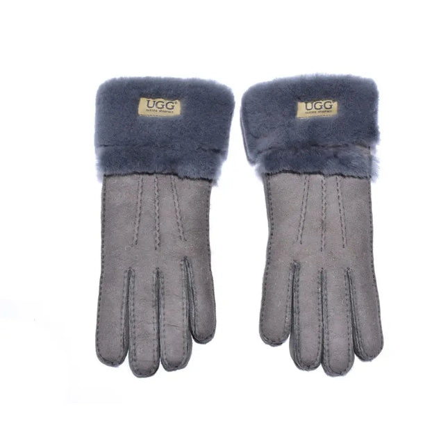 Auzland UGG, Women Double Cuff, Leather Suede Gloves, Wool Lining - UGG Comfort Me