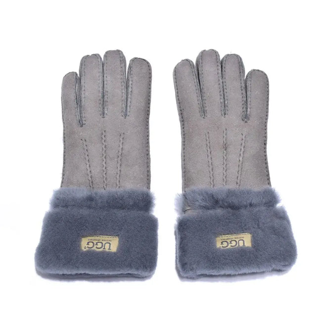 Auzland UGG, Women Double Cuff, Leather Suede Gloves, Wool Lining - UGG Comfort Me