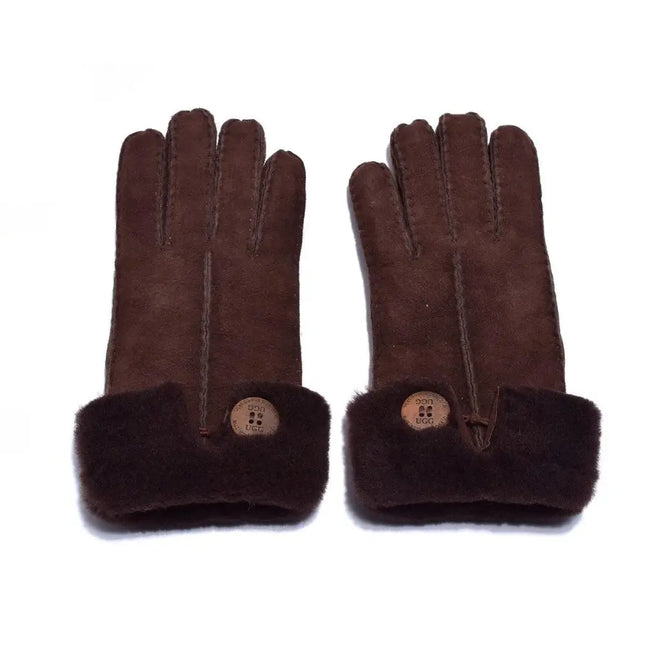 Auzland UGG, Women Leather Suede Button Gloves, Wool Lining - UGG Comfort Me