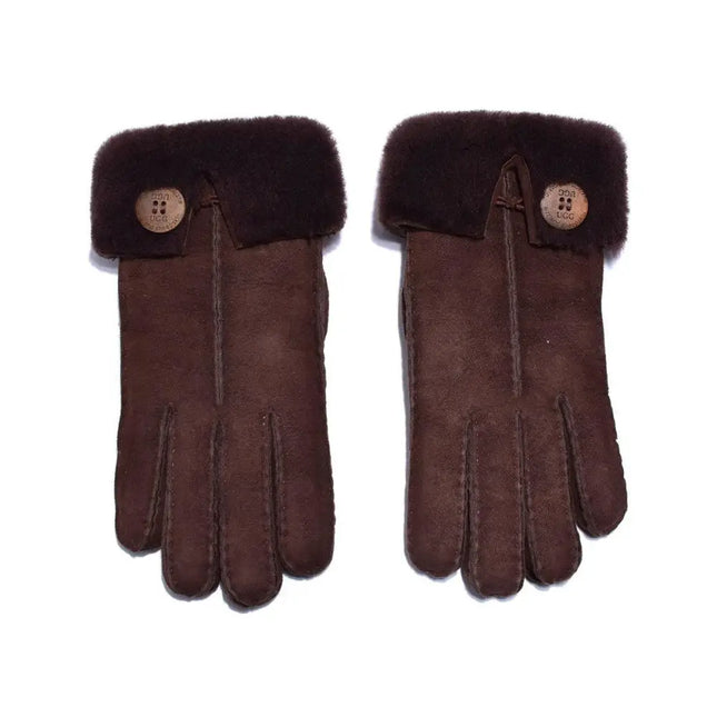 Auzland UGG, Women Leather Suede Button Gloves, Wool Lining - UGG Comfort Me