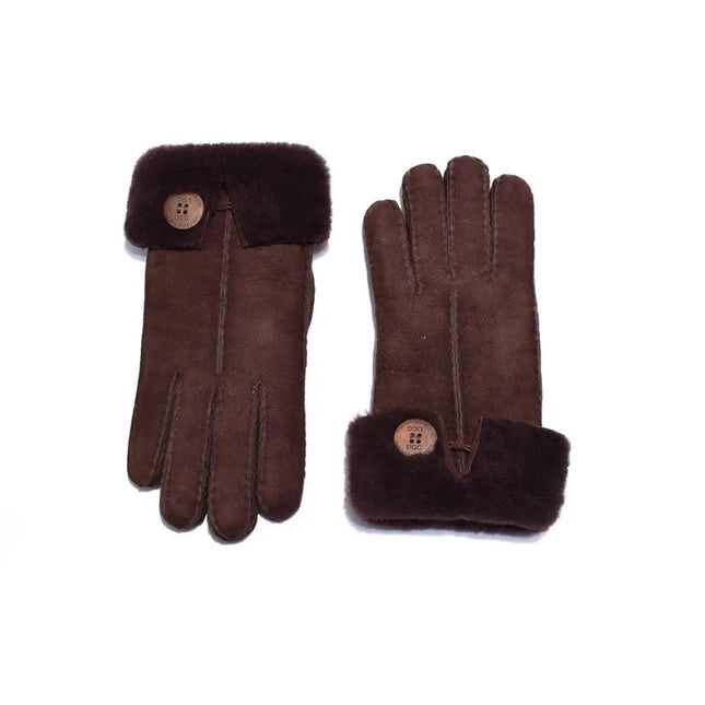 Auzland UGG, Women Leather Suede Button Gloves, Wool Lining - UGG Comfort Me