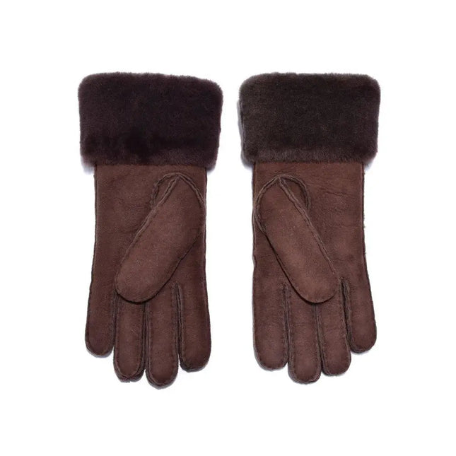 Auzland UGG, Women Leather Suede Button Gloves, Wool Lining - UGG Comfort Me