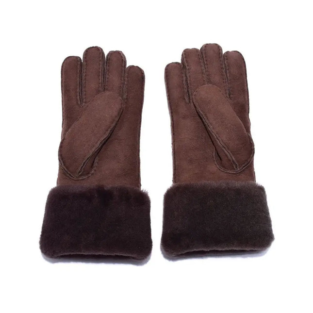 Auzland UGG, Women Leather Suede Button Gloves, Wool Lining - UGG Comfort Me