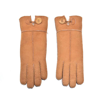 Auzland UGG, Women Leather Suede Button Gloves, Wool Lining - UGG Comfort Me