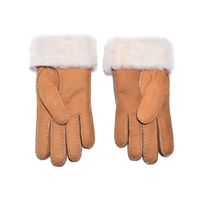 Auzland UGG, Women Leather Suede Button Gloves, Wool Lining - UGG Comfort Me