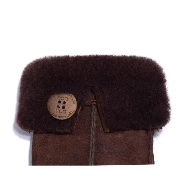 Auzland UGG, Women Leather Suede Button Gloves, Wool Lining - UGG Comfort Me